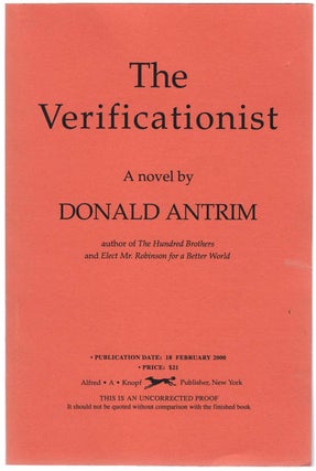 Item #103065 The Verificationist. Donald ANTRIM
