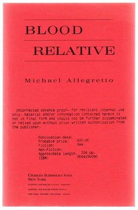 Item #103066 Blood Relative. Michael ALLEGRETTO