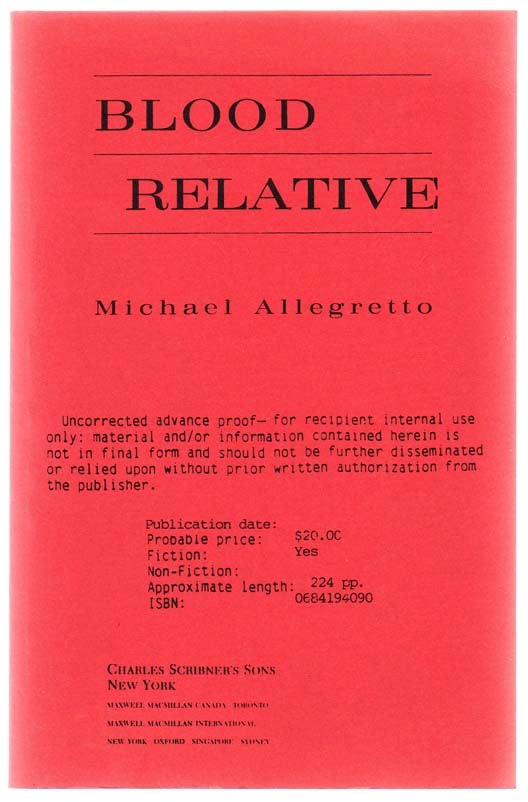 Item #103066 Blood Relative. Michael ALLEGRETTO.