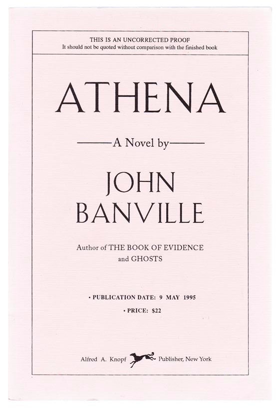 Item #104173 Athena (Uncorrected Proof). John BANVILLE.