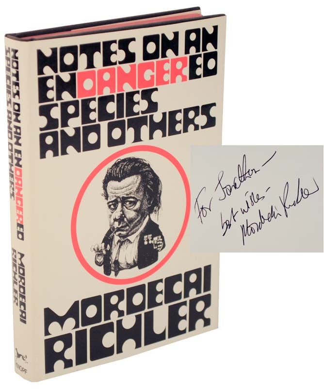 Item #105192 Notes on An Endangered Species and Others (Signed First Edition). Mordecai RICHLER.