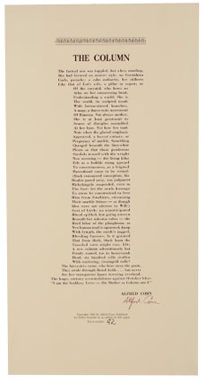 Item #106219 The Column (Signed Broadside First Edition). Alfred CORN