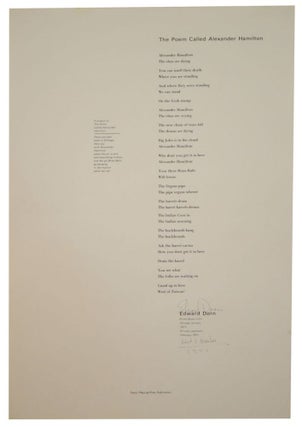 Item #111519 The Poem Called Alexander Hamilton (Signed Broadside). Edward DORN