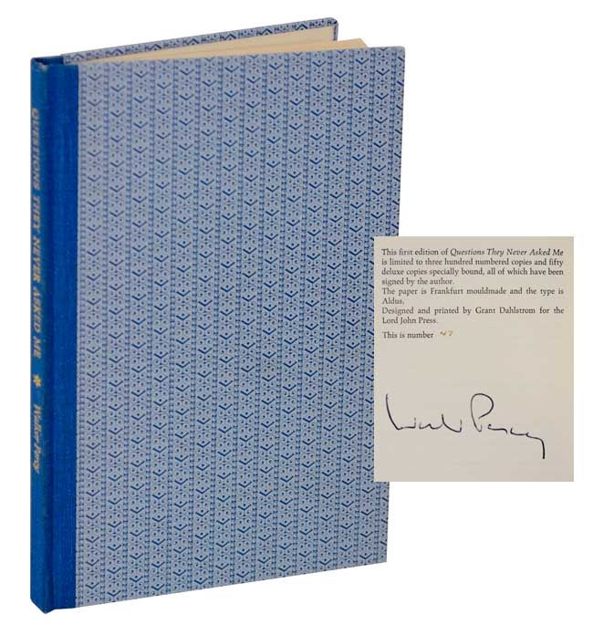 Item #115576 Questions They Never Asked Me (Signed Limited Edition). Walker PERCY.
