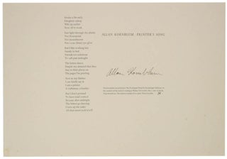Item #116463 Printer's Song (Signed Broadside). Allan KORNBLUM