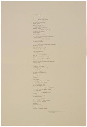 Item #116873 from Home - Letters Broadside Series (1). Toby OLSON