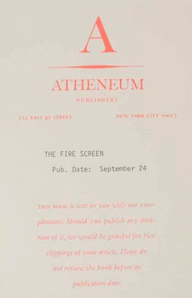 The Fire Screen (Signed First Edition)