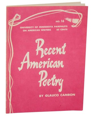 Item #119957 Recent American Poetry. Glauco CAMBON