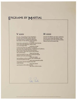 Item #120123 Epigrams By Martial (Signed Broadside). Peter PORTER