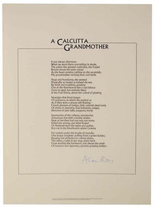 Item #120133 A Calcutta Grandmother (Signed Broadside). ALan ROSS