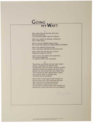 Item #120373 Going My Way (Signed Broadside). C. Day LEWIS