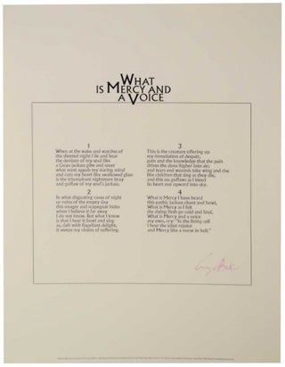 Item #120374 What is Mercy and a Voice (Signed Broadside). George BARKER