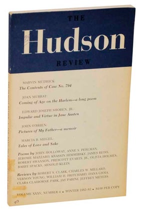 Item #121866 The Hudson Review Volume XXXV Number 4 Winter 1982-83. Paula DEITZ, Frederick...