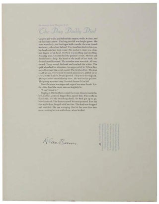 Item #121984 an excerpt from Chapter X of The Day Daddy Died (Signed Broadside). Alan BURNS