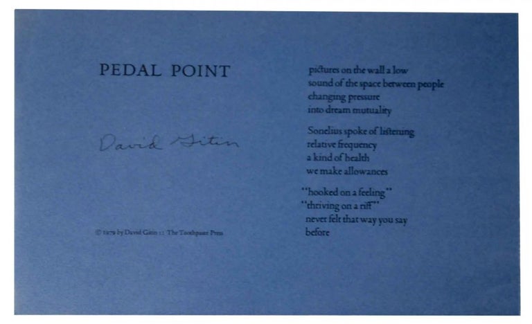 Item #128229 Pedal Point (Signed Broadside). David GITIN.
