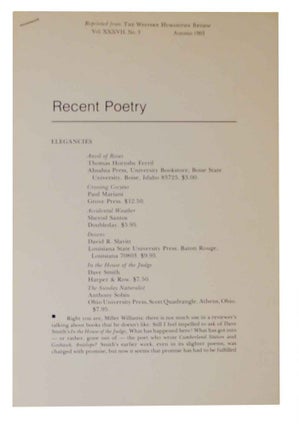 Item #128678 Recent Poetry. Fred CHAPPELL