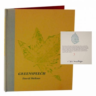 Item #128830 Greenspeech (Signed Limited Edition). David MELTZER