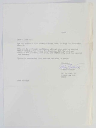 Item #132851 TLS. Albert GOLDBARTH
