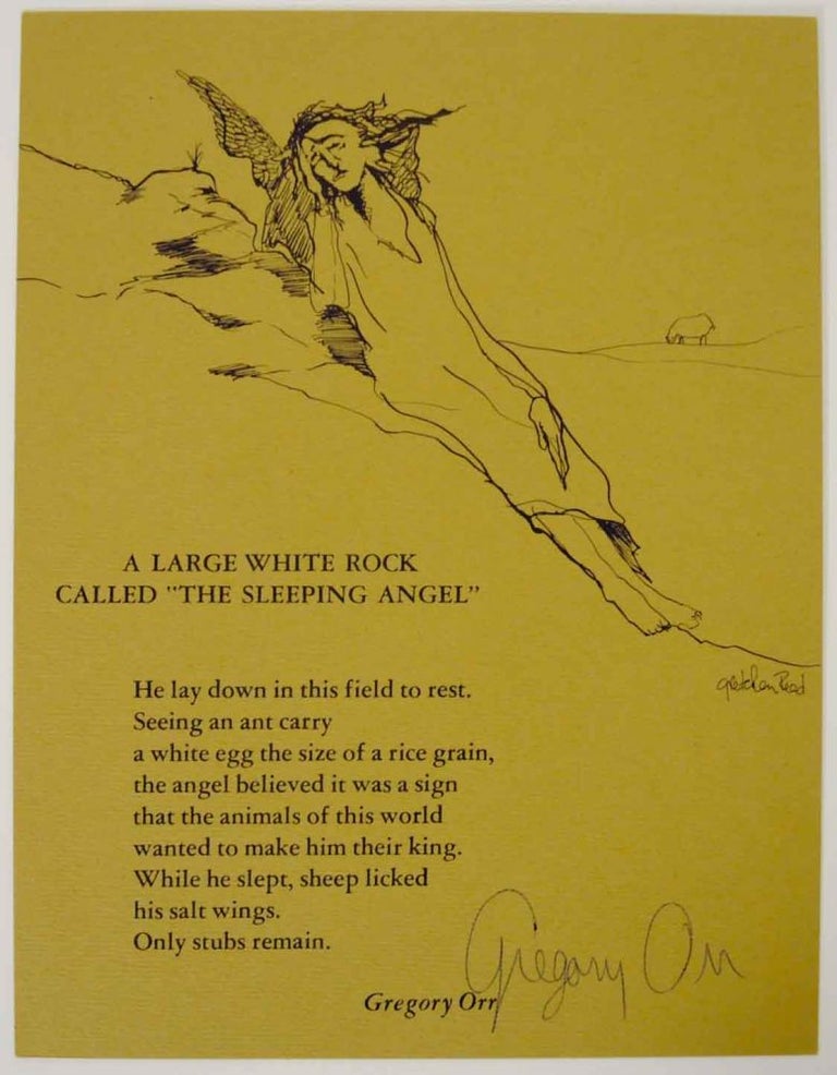 Item #134694 A Large White Rock Called "The Sleeping Angel" (Signed Broadside). Gregory ORR.