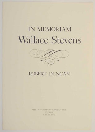 Item #135622 In Memoriam Wallace Stevens. Robert DUNCAN