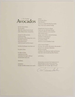 Item #136614 Avocados (Signed Broadside). C. W. TRUESDALE