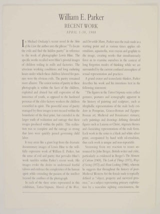 Item #137792 William E. Parker: Recent Work. William E. PARKER, Jeffrey Hoone
