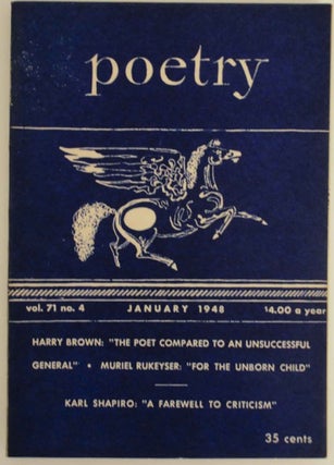 Item #138533 Poetry Magazine vol. 71 no. 4 January 1948. George DILLON, John Frederick Nims,...