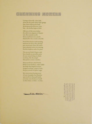 Item #139723 Cleaning Morels (Signed Broadside). Thomas Dillon REDSHAW