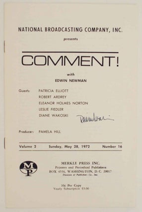 Item #139831 Comment! with Edwin Newman - Volume 2, Number 16 - May 28, 1972 (Signed First...