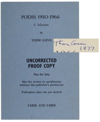 Item #141083 Poems 1950-1966: A Selection (Signed). Thom GUNN