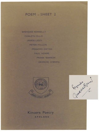 Item #141100 Poem - Sheet 2. Brendan KENNELLY, Frank Bannon, Paul Hoare, Frances Gwynn,...
