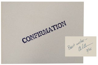 Item #142316 Confirmation (Signed Limited Edition). Allan D. COLEMAN