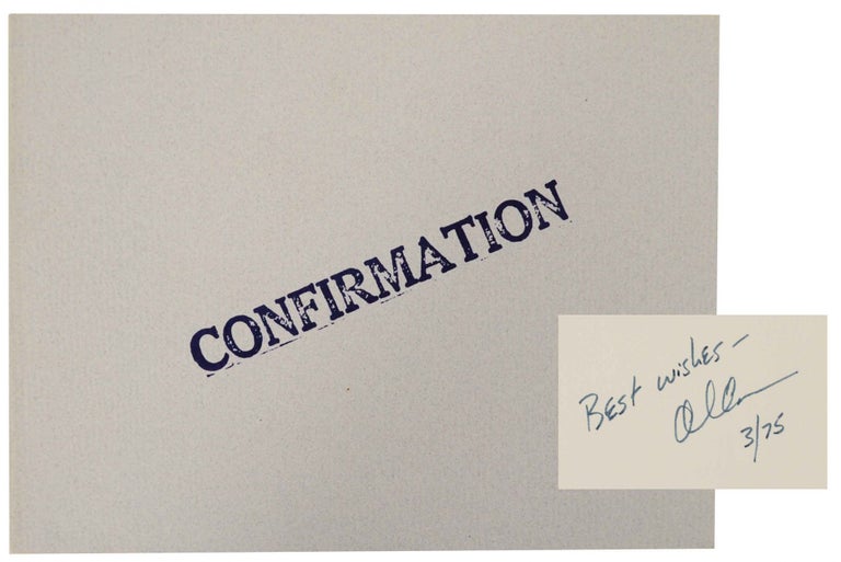 Item #142316 Confirmation (Signed Limited Edition). Allan D. COLEMAN.