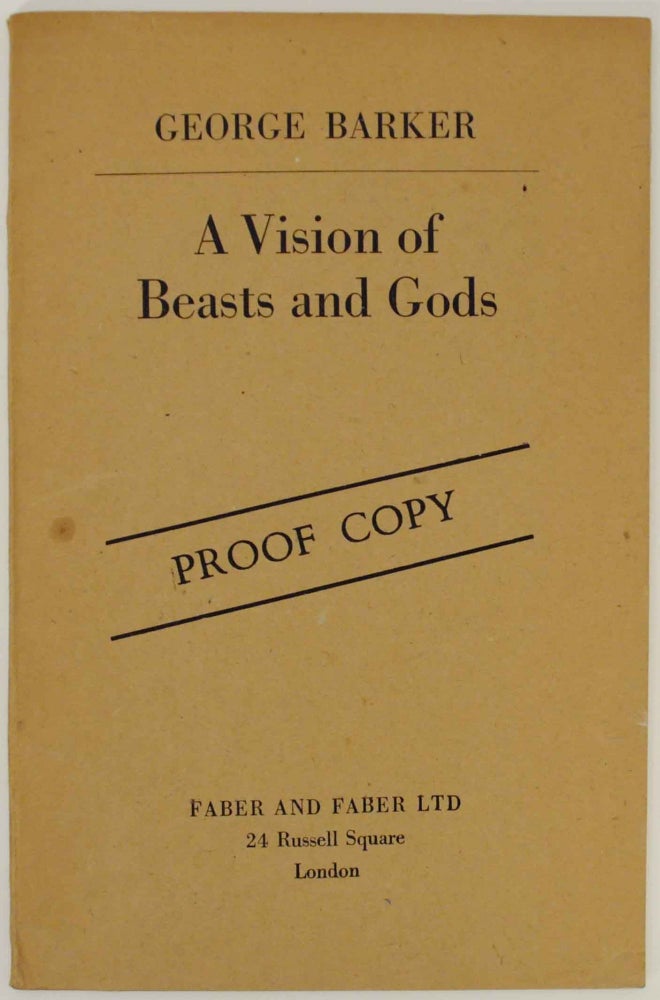 Item #147028 A Vision of Beasts of Gods. George BARKER.