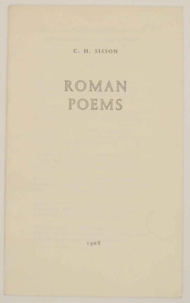 Item #147984 Roman Poets. C. H. SISSON