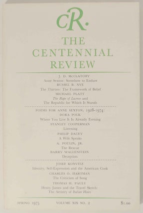 Item #148032 The Centennial Review Spring 1975 Volume XIX No. 2. David MEAD