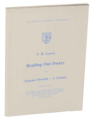 Item #148682 Reading out Poetry and Eugenio Montale - A Tribute together with the...