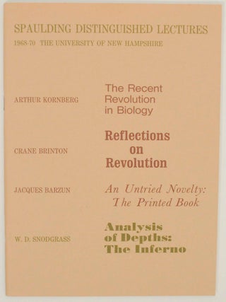 Item #149093 Spaulding Distinguished Lectures 1968-70. W. D SNODGRASS
