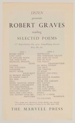Item #149370 Order form for Robert Graves Reading Selected Poems. Robert GRAVES