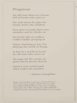Item #150594 Prognosis. James LAUGHLIN