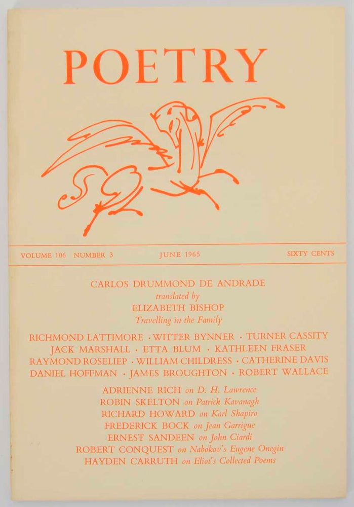 Item #153027 Poetry Magazine, Vol. 106 Number 3, June 1965. Henry RAGO, Adrienne Rich Carlos Drummond De Andrade, James Broughton, Hayden Carruth, Richard Howard.