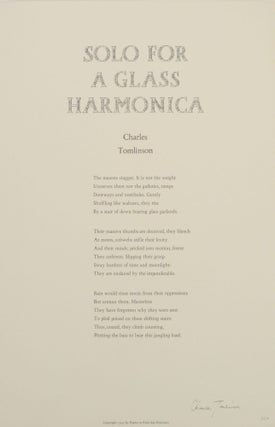 Item #153742 Solo For a Glass Harmonica (Signed Broadside First Edition). Charles TOMLINSON