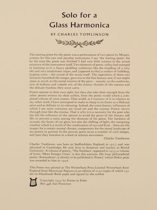 Solo For a Glass Harmonica (Signed Broadside First Edition)