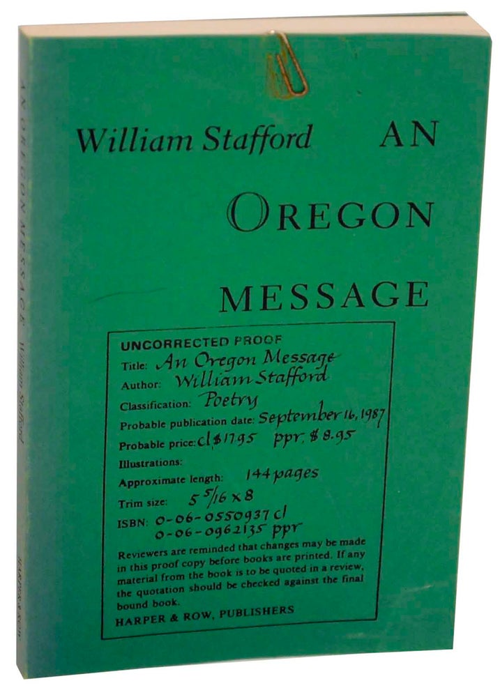 Item #154254 An Oregon Message. William STAFFORD.