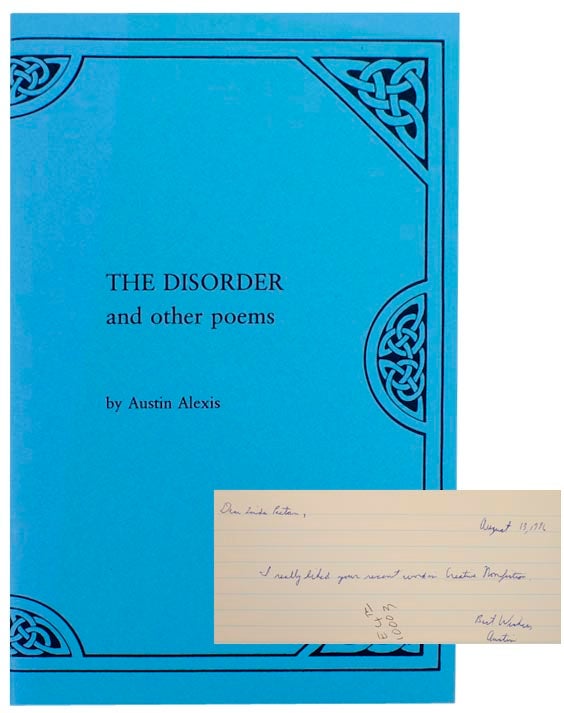 Item #154945 The Disorder and Other Poems. Austin ALEXIS.