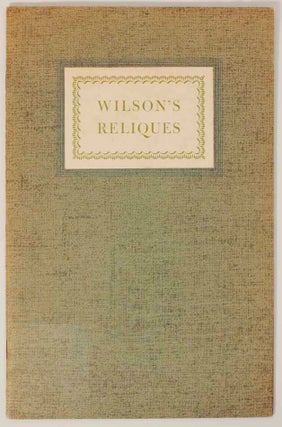 Item #155601 Three Reliques of Ancient Western Poetry: Collected By Edmund Wilson from the...