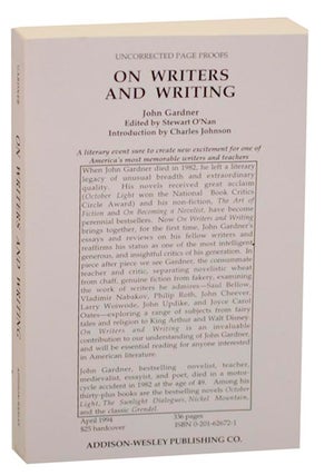 Item #156643 On Writers and Writing. John GARDNER, Stewart O'Nan