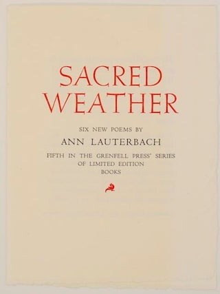 Item #163990 Sacred Weather (Prospectus). Ann LAUTERBACH