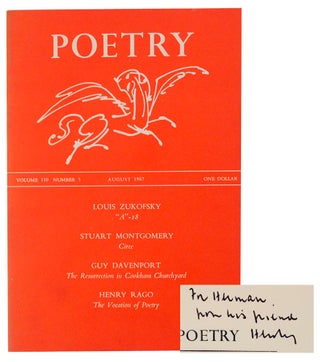 Item #165995 Poetry Volume 110 Number 5 August 1967 (Signed First Edition). Louis ZUKOFSKY,...