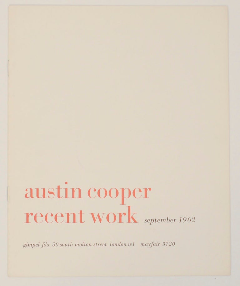 Item #168920 Austin Cooper: Recent Work. Austin COOPER.